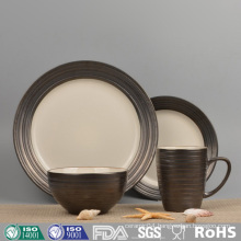 Stoneware Dinner Set with Glazed Color